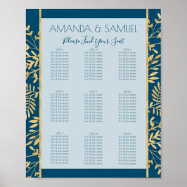 Blauw en goud frame modern  poster