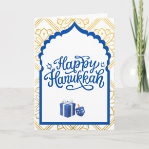 Blauw en goud Gelukkig Hanukka Feestdagen Kaart
