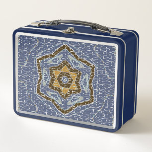 Blauw en goud geometrisch gekraakt ontwerp