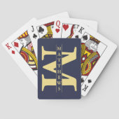 Blauw en goud - Gepersonaliseerd Monogram en Naam Pokerkaarten (Achterkant)