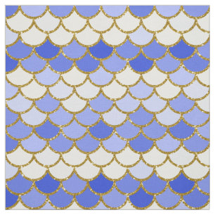 Blauw en goud glinsterende zeemeerminenschubben stof