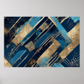 Blauw en goud Glitter Elegant Modern Art Poster (Voorkant)