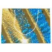 Blauw en goud Glitter Patroon Groot Cadeauzakje (Voorkant)