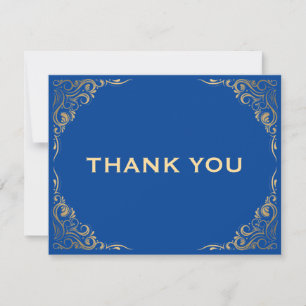 Blauw en goud glitters kader bedankkaart