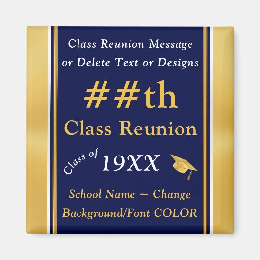 Blauw en Goud, Goedkope Geschenken van de Klassenr Magneet (Voorkant)