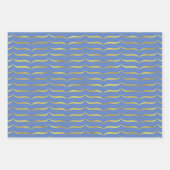Blauw en goud inpakpapier vel (Voorkant 2)