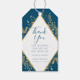 Blauw en Goud Kader Modern  Cadeaulabel