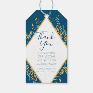 Blauw en Goud Kader Modern Cadeaulabel