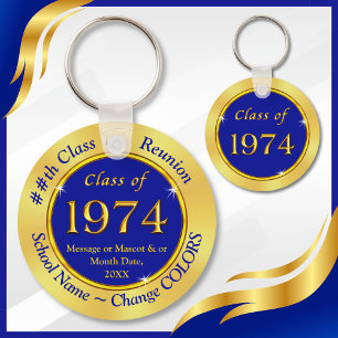 Blauw en goud, klasse 1971, feestvieren van de reü sleutelhanger