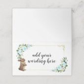 Blauw en goud konijn met bloemen Pasen (Buitenkant ongevouwen)