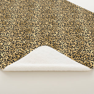 Blauw en Goud Luipaard Serie Design 2 Sherpa Deken