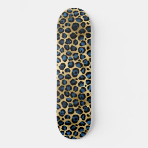 Blauw en Goud Luipaard Serie Ontwerp 4 Skateboard