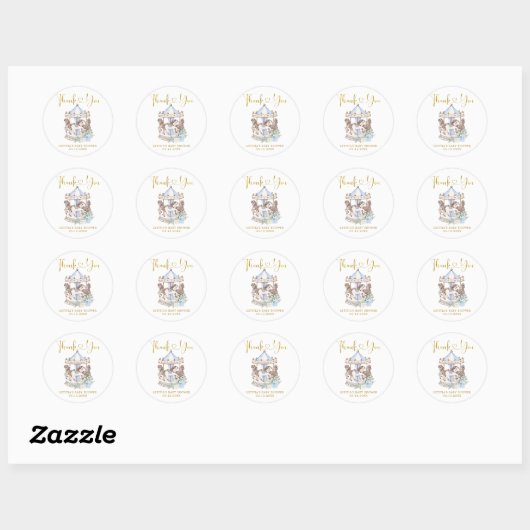 Blauw en Goud Magische Carrousel Dank U Sticker (Vel)