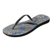 Blauw en Goud Mandala Patroon Teenslippers (Schuin)
