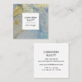 Blauw en Goud Marmer Abstracte Vloeibare Kunst Vierkante Visitekaartje (Voorkant / Achterkant)