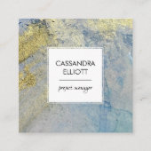Blauw en Goud Marmer Abstracte Vloeibare Kunst Vierkante Visitekaartje (Voorkant)