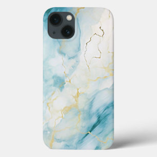 Blauw en goud marmer iPhone 13 hoesje