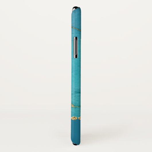 Blauw en Goud Marmer Elegant Girly Case-Mate iPhone Case (Achterkant / rechts)