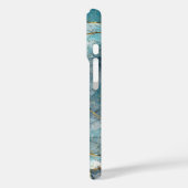 Blauw en Goud Marmeren Patroon iPhone Case (Achterkant / Links)