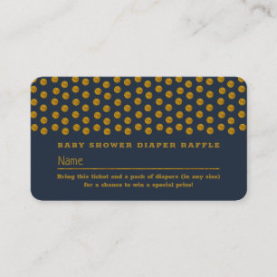 Blauw en goud met polka stippen, luierrafflekaart informatiekaartje