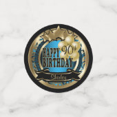 Blauw en Goud Metallic Gelukkige Verjaardagsfeests Confetti (Kleine voorkant)