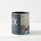 Blauw en goud modern script afstuderen foto's mok (Midden)