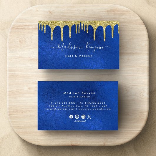 Blauw en goud modern visitekaartje