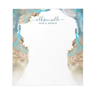 Blauw en Goud Moderne Kunst Vloeibare Inkt Zaken Notitieblok