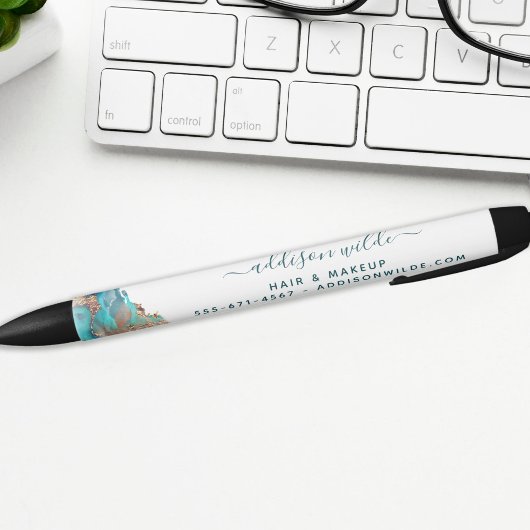 Blauw en goud moderne kunst vloeibare waterverfink zwarte inkt pen