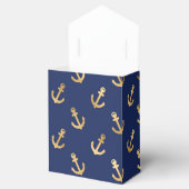 Blauw en goud nautisch ankerpatroon bedankdoosjes (Geopend)