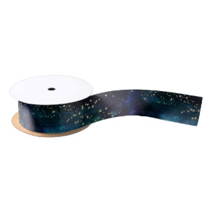 Blauw en Goud Onder de Sterren Nachthemel Lint