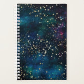 Blauw en Goud Onder de Sterren Nachthemel Planner (Voorkant)