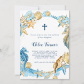 Blauw en goud onder het Zee Baptisme Kaart (Voorkant)