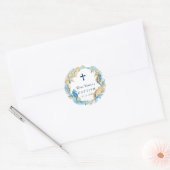 Blauw en goud onder het Zee Baptisme Ronde Sticker (Envelop)