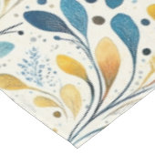Blauw en Goud Paisley Blad Patroon (2) Tafelkleed (Gekanteld)
