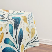 Blauw en Goud Paisley Blad Patroon (2) Tafelkleed (Voorbeeld)