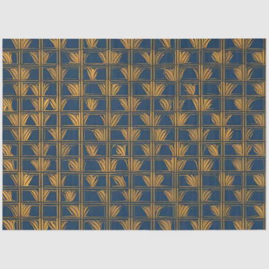 Blauw en Goud Patroon Decoupage Tissuepapier (Voorkant)