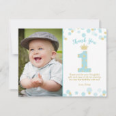 Blauw en Goud Prins 1e verjaardag Kaart (Voorkant)