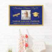 Blauw en Goud PsyD Quote Foto Afstuderen 2025 Spandoek (Insitu)
