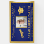 Blauw en Goud PsyD Quote Foto Afstuderen 2025 Spandoek (Verticaal)