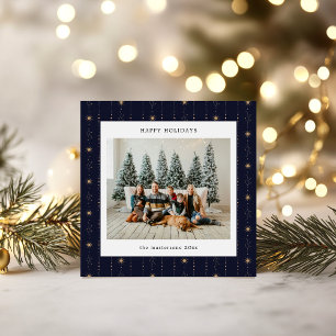 Blauw En Goud Sterren Behang Foto Kerstkaart