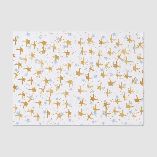 Blauw en Goud Sterren Confetti Weefselpapier Tissuepapier (Voorkant)