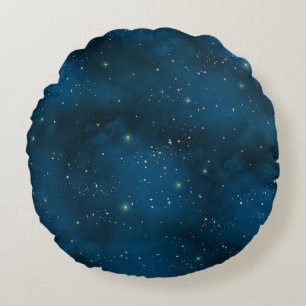 Blauw en Goud Sterrennacht Rond Kussen