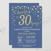 Blauw en Goud Verrassing 30ste Verjaardag Diamant Kaart (Voorkant / Achterkant)