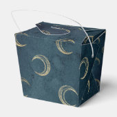 Blauw en goud vintage maanpatroon bedankdoosjes (Achterkant)