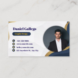 Blauw en goud visitekaartje