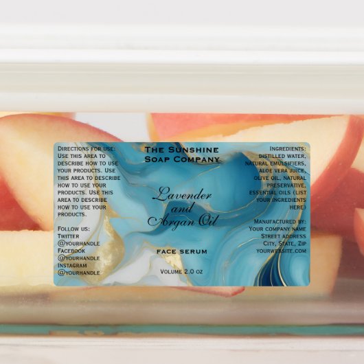 Blauw en Goud Waterdichte Cosmetica Dropper Fles Labels (Aangebracht)