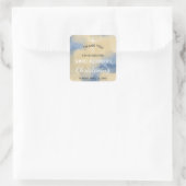 Blauw en Goud Waterverf Jongen Doopsel Dank U Vierkante Sticker (Tas)
