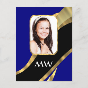 Blauw en goud wervelpatroon briefkaart