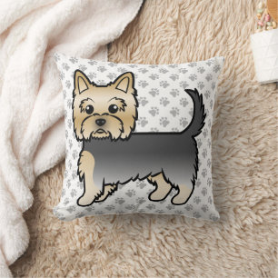 Blauw en goud Yorkshire Terrier Cartoon Hond & Kla Kussen